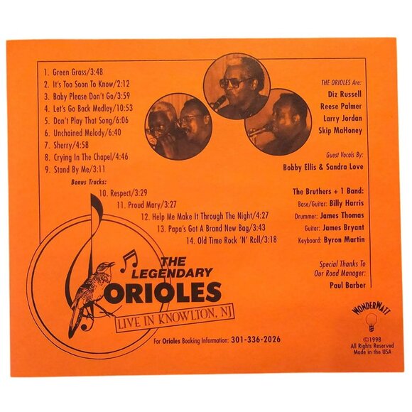 The Legendary Orioles Live In Knowlton NJ Music CD Jazz R&B 37733cd - Picture 2 of 2